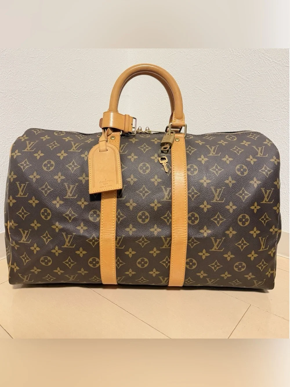 Louis Vuitton Brown Monogram Keepall 45 Duffle Bag with Vachetta Leather